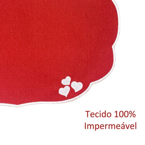 Jogo Americano Vermelho Bordado 3 Corações - Image 3
