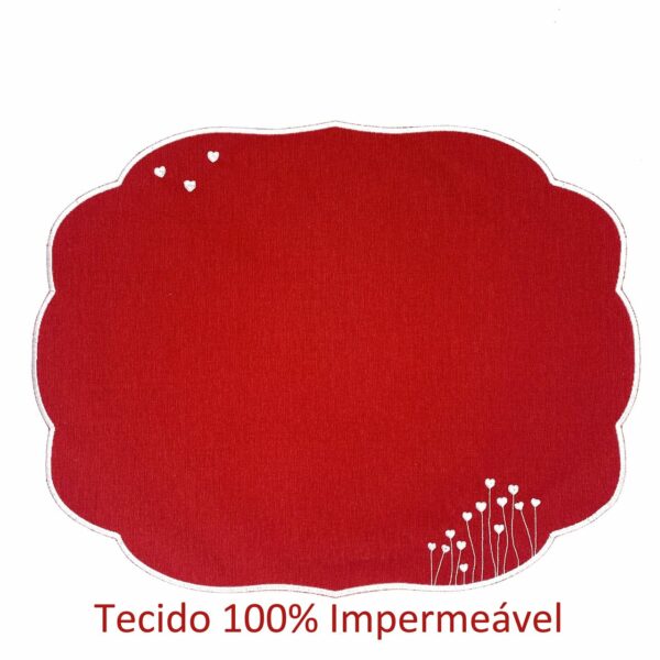Jogo Americano Vermelho Bordado Broto de Amor