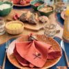 guardanapo linho terracota bbq talheres