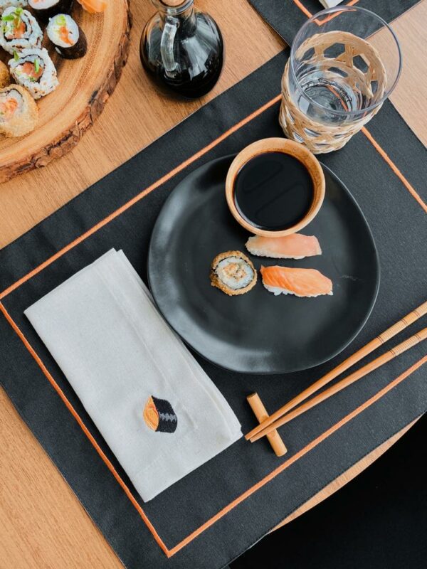Kit 04 Pçs Guardanapo Linho Bege Oriental - Imagem 6