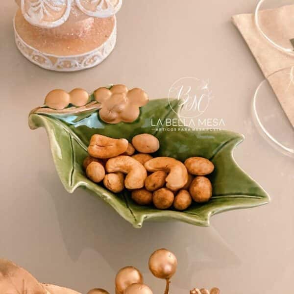 Bowl Cerâmica Berry Verde Dourado – 15 cm
