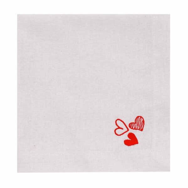 Guardanapo Linho Bordado Riscas Coração 40×40 cm