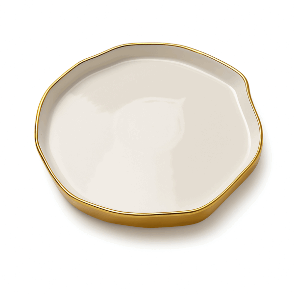 Prato Bandeja Porcelana Ouro Luxo 22 cm