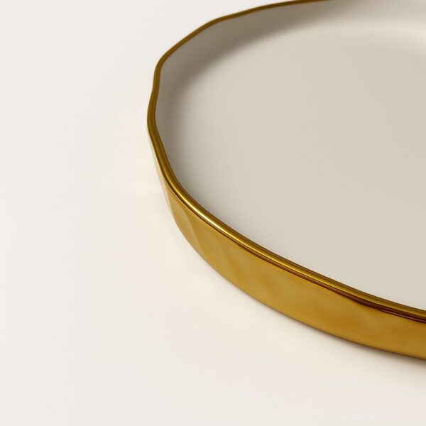 Prato Bandeja Porcelana Ouro Luxo 22 cm