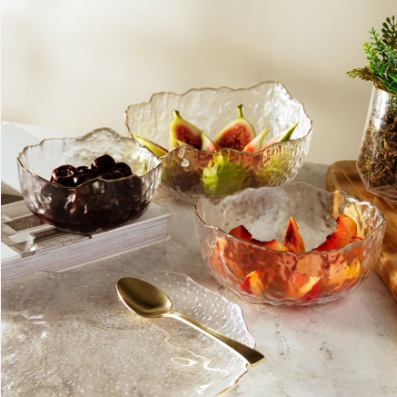 Bowl Cristal Martelado Borda Dourada Edgey 16,5 cm