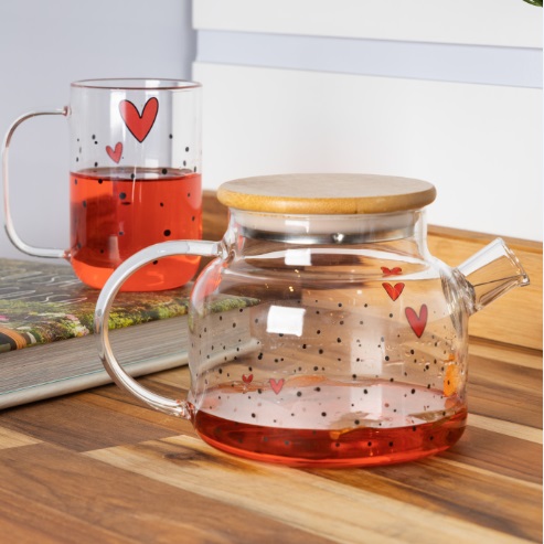 Caneca de Vidro Resistente à Calor New Heart 280 mL
