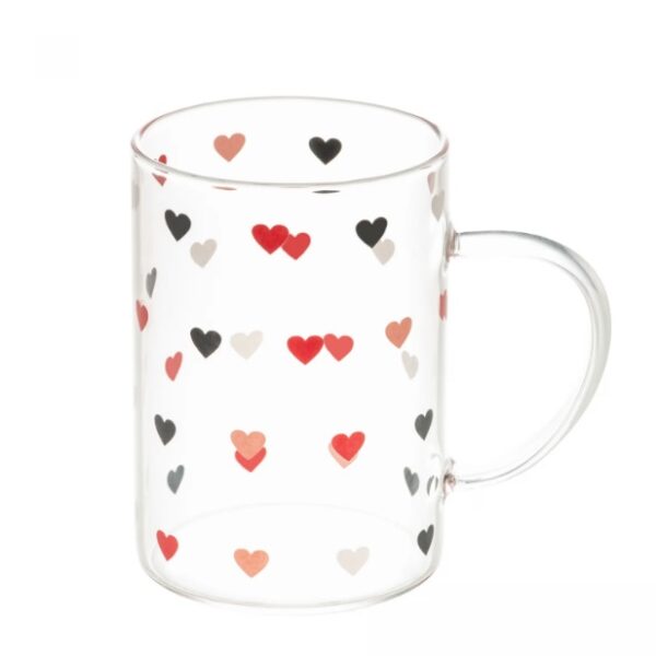 Caneca Vidro Corações 200 mL