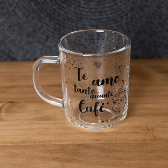 Caneca Vidro Te Amo Quanto Café 220mL