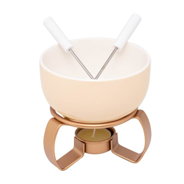 Aparelho de Fondue 5 Pçs Cerâmica Bege