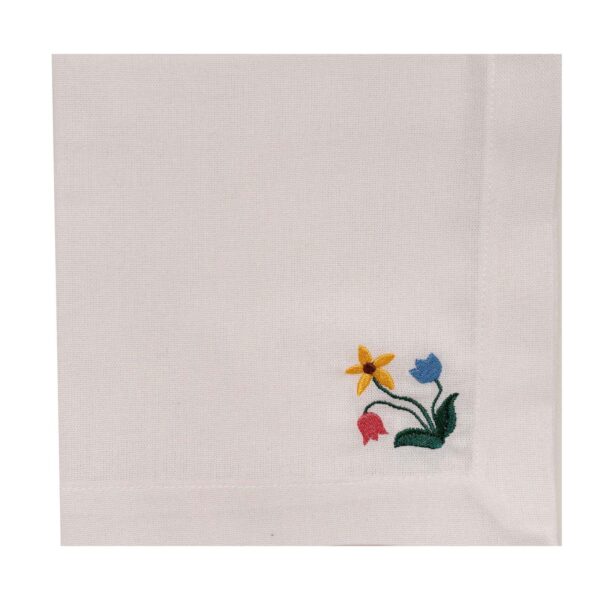 Guardanapo Linho Bordado Playflul Jardim 40x40cm