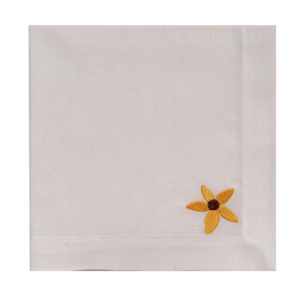 Guardanapo Linho Bordado Playful Rudbeckia 40x40cm
