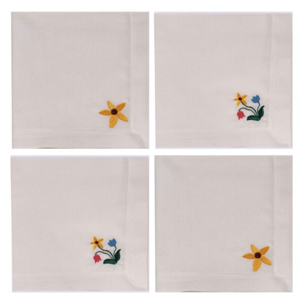 Kit 04 Pçs Guardanapo Linho Bordado Playful 40x40cm