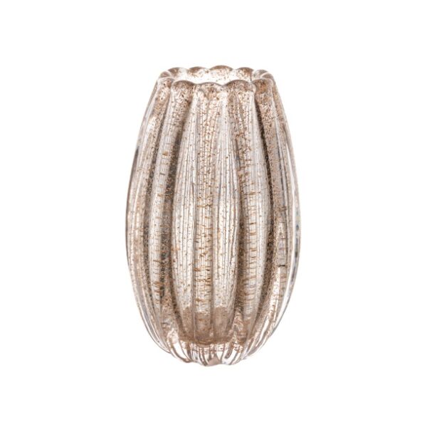 Vaso Vidro Venezia Transparente Dourado 13 cm