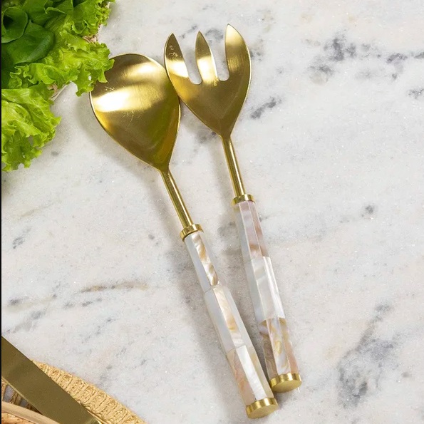 Kit 02 Pçs Talheres Para Salada Madre Pérola Atenas