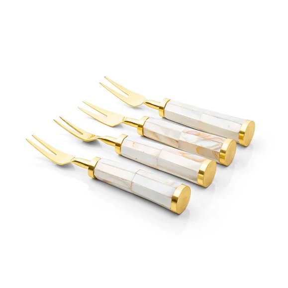 Kit 04 Pçs Garfinhos Aperitivo Madre Pérola Atenas