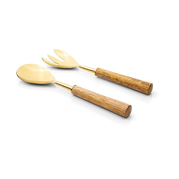 Kit 02 Pçs Talheres Para Salada Madeira Goldwood