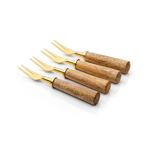 Kit 04 Pçs Garfinhos Aperitivo Madeira Goldwood