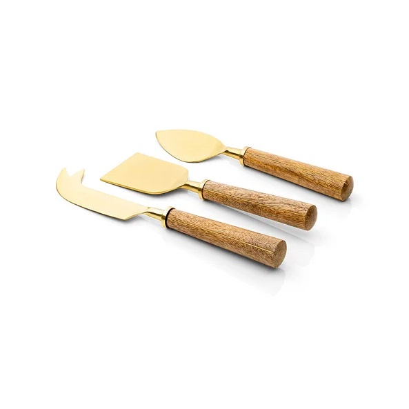 Kit 03 Pçs Talheres para Queijo Madeira Goldwood
