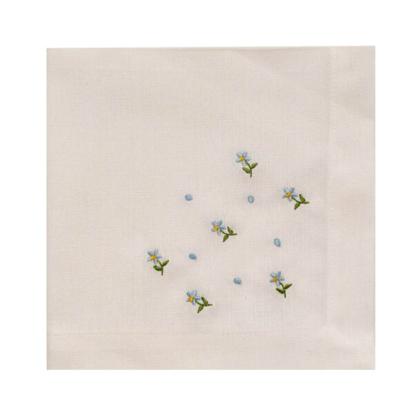 Guardanapo Linho Bordado Harmonia Azul 40×40 cm