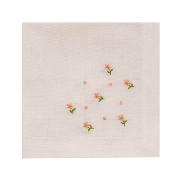 Guardanapo Linho Bordado Harmonia Rosé 40×40 cm