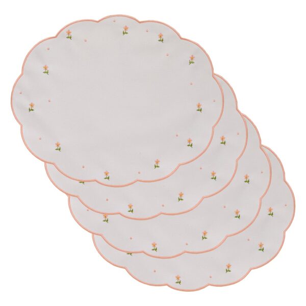 Kit 04 Pçs Jogo Americano Bordado Harmonia Rosé