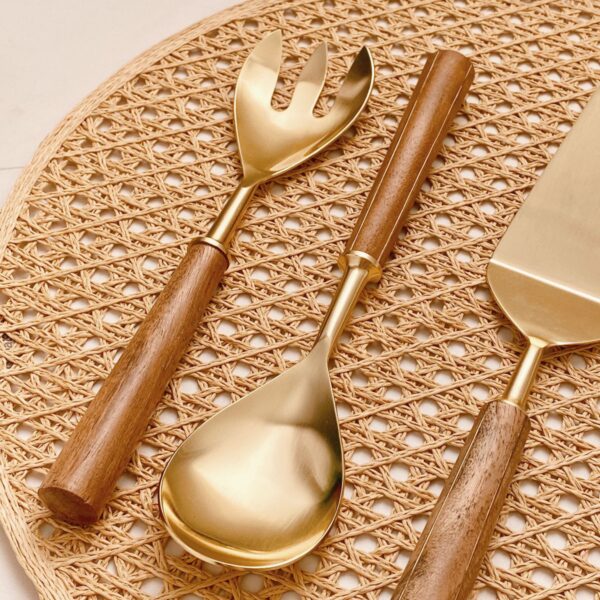 Kit 02 Pçs Talheres Para Salada Madeira Goldwood