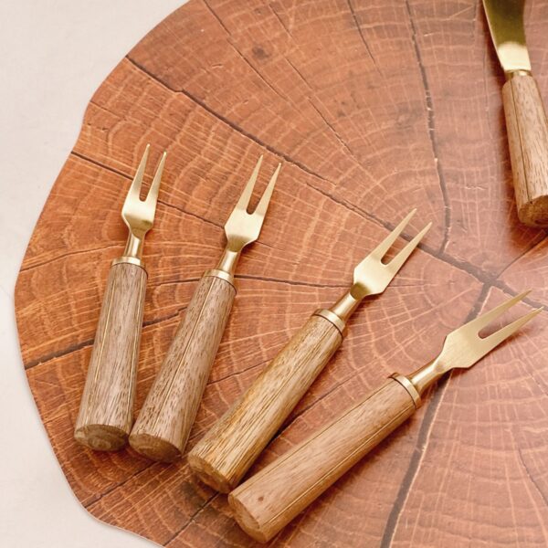 Kit 04 Pçs Garfinhos Aperitivo Madeira Goldwood
