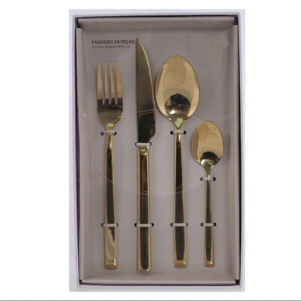 Faqueiro 24 Pçs Inox Dourado