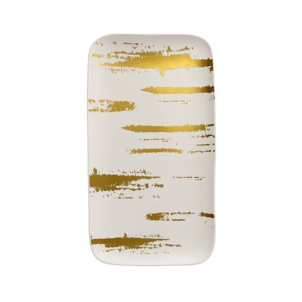 Bandeja Retangular Porcelana Luxo Brush 40 cm