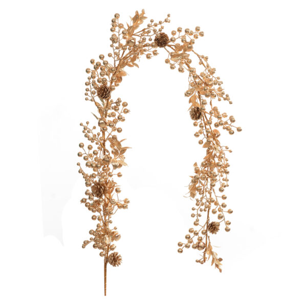 Festão Natalino Berry Pinha Dourado 1,53 cm